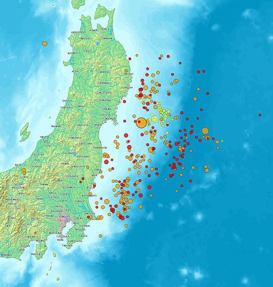 earthquake in japan map. Map of Japan Showing
