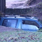 UK Flood Car Trapped under a bridge