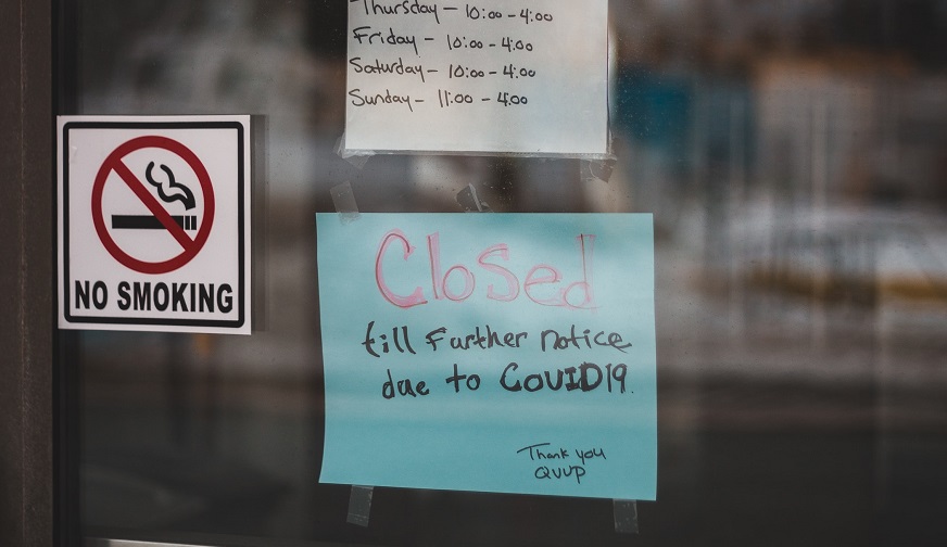 Insured pandemic losses - Store Closed Sign - COVID-19 lockdown