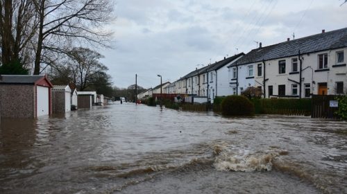 Flood insurance - flooded neighborhood
