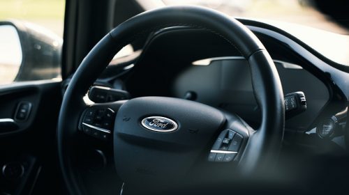 ADAS features - Ford logo on steering wheel