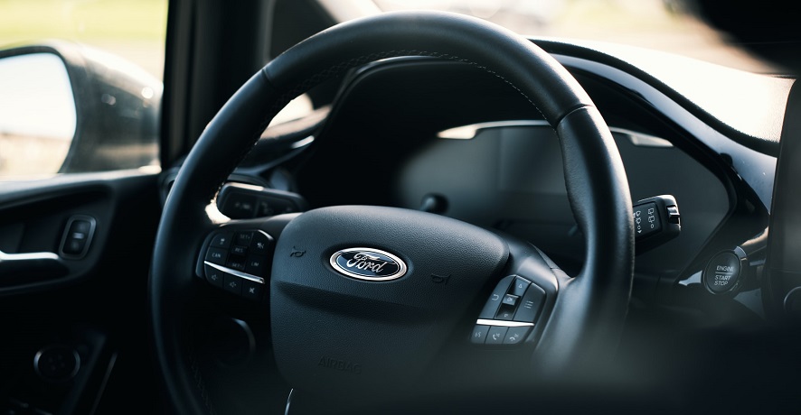 ADAS features - Ford logo on steering wheel
