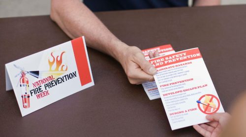 Fire Prevention Week - Handing out pamphlet