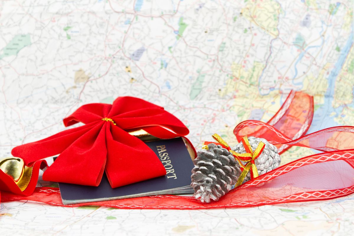 Holiday travel insurance - Passport - map - Festive Decorations