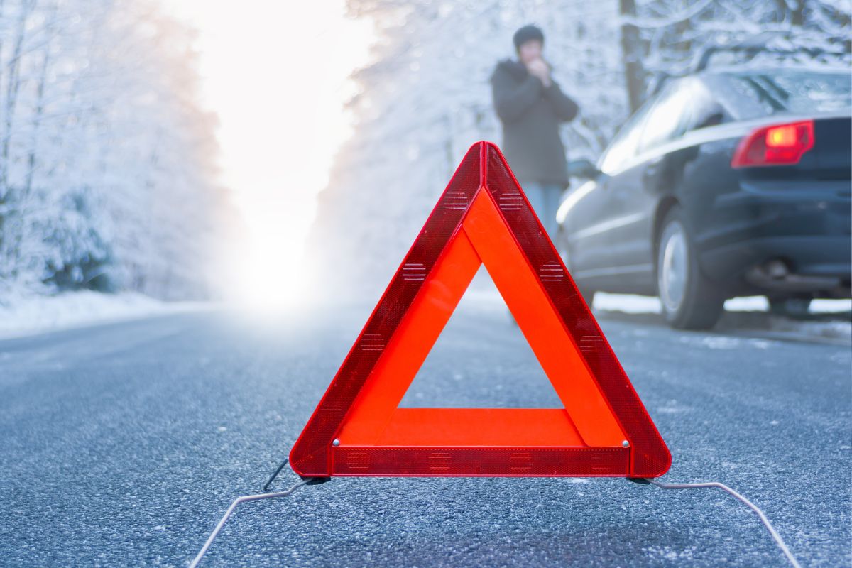 Winter preparedness - car broken down on side of road