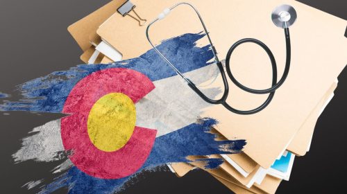 Colorado Health insurance - File folders, medical, Colorado flag