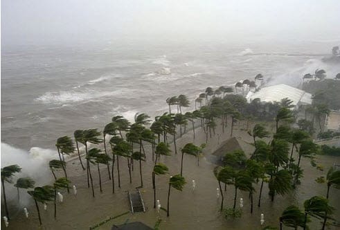 Typhoon Nesat Hitting the Philippines