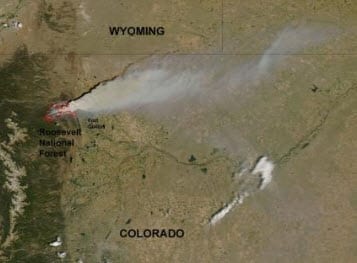 High Park Fire in Colorado satelite image