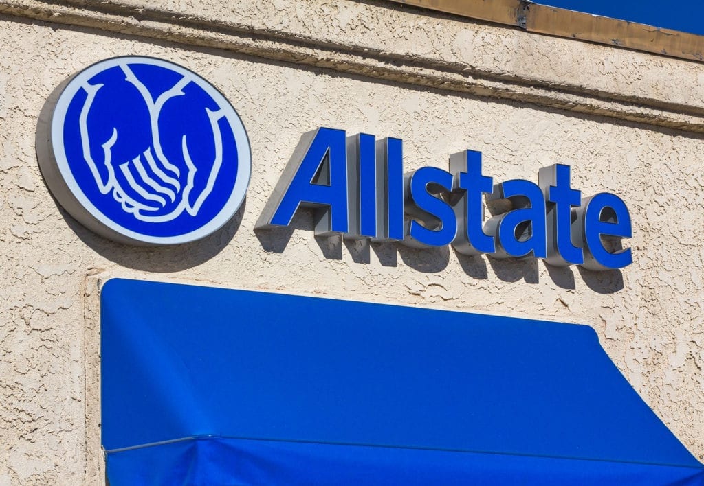 California home insurance - Allstate logo on building