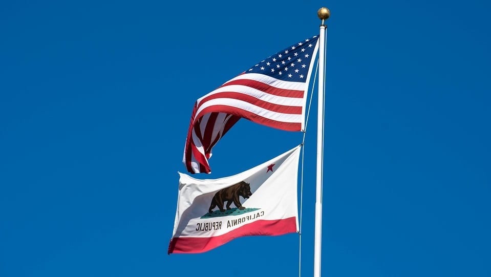 California health insurance premiums - American and Californian flag