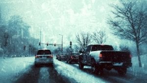 Safest cities to drive -n Cars on roads - snow