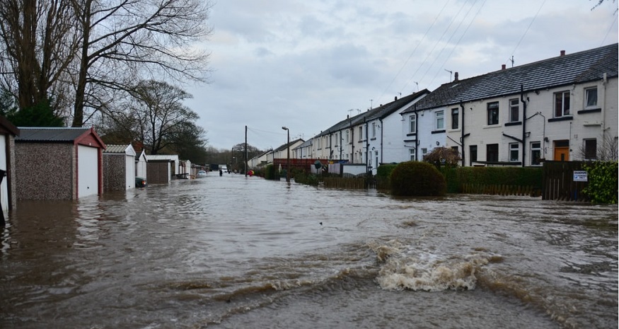 Flood insurance - flooded neighborhood