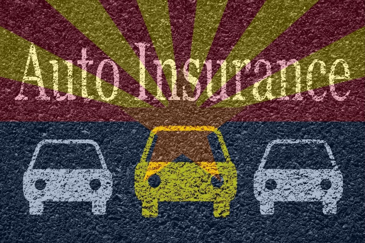 Arizona auto insurance - Arizona flag with cars