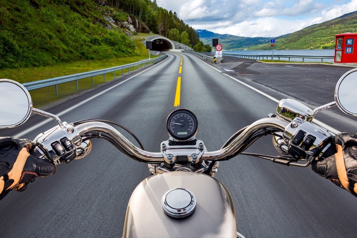 Motorcycle insurance - first person motorcycle perspective
