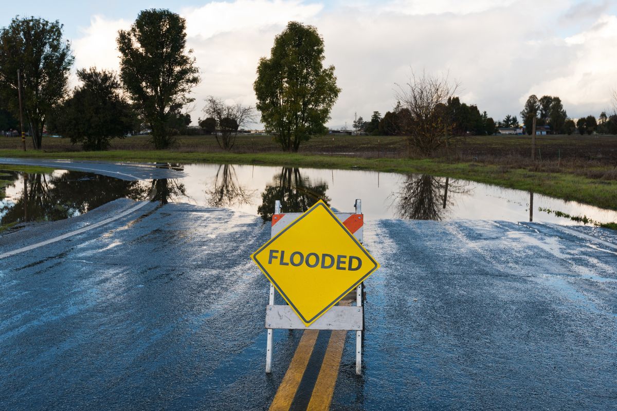Flood insurance - Flooded Road Sign