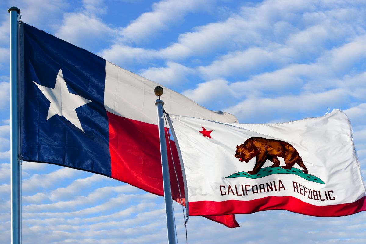 Insurance company - Texas and California flags