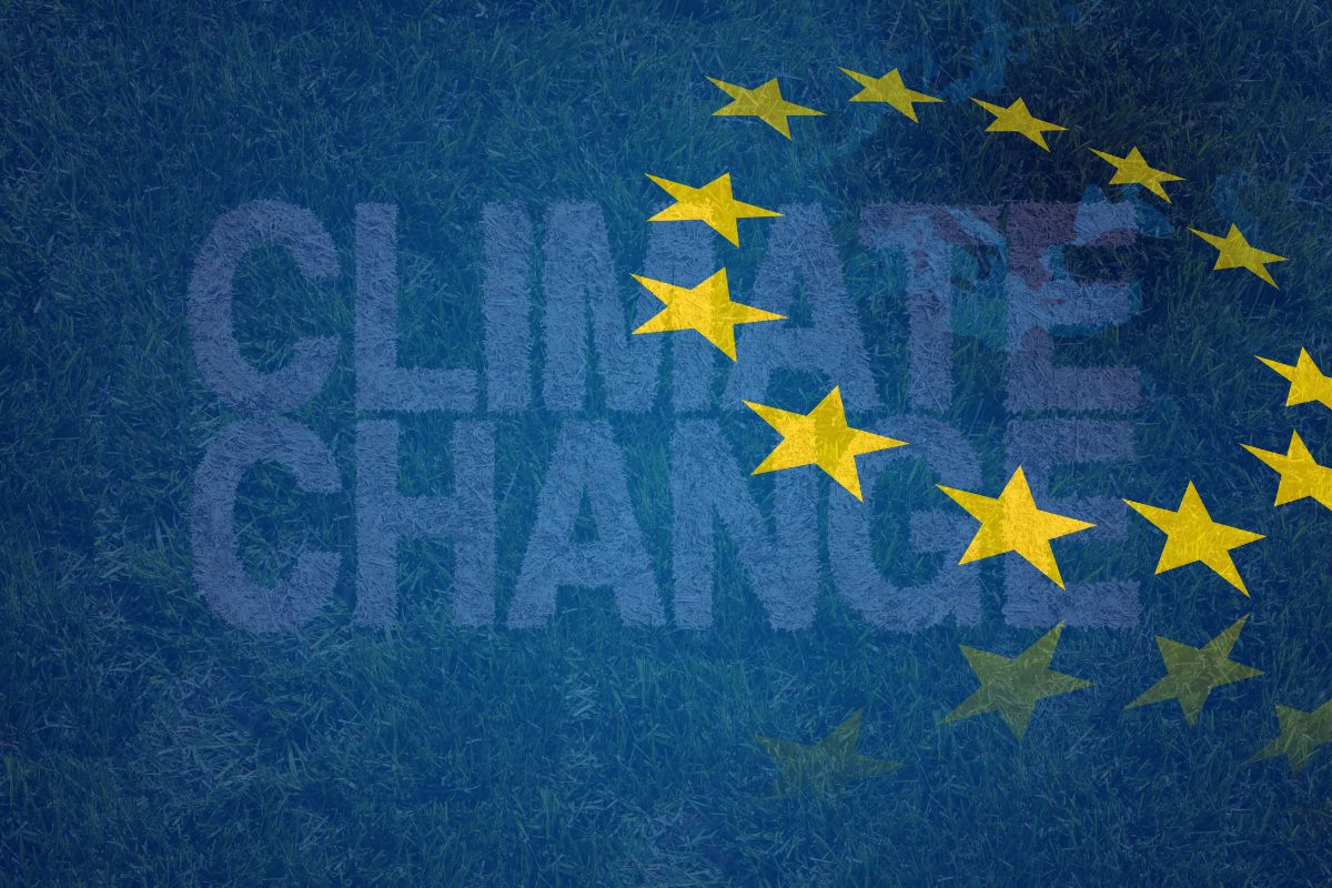 Insurance gap - EU flag and Climate Change