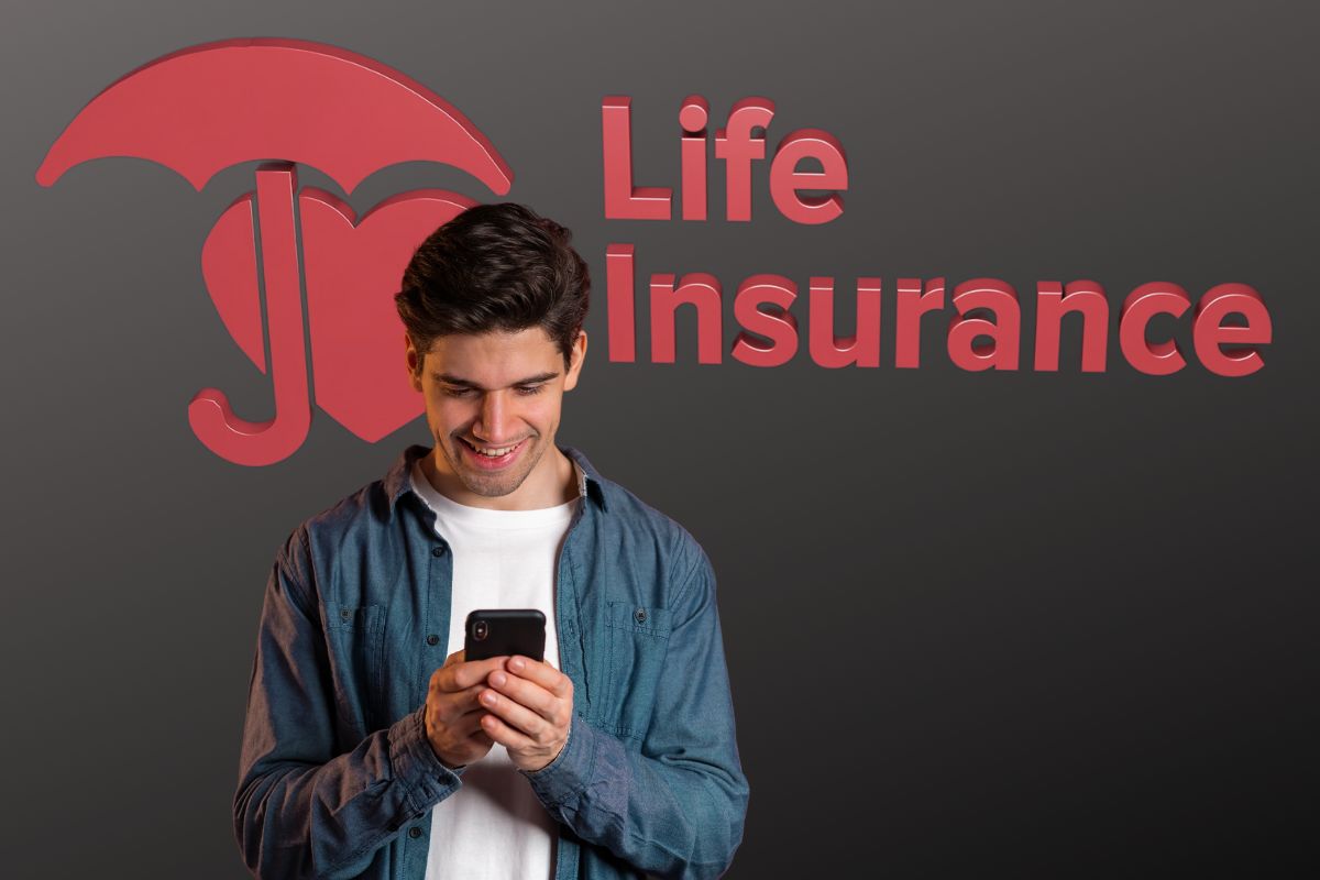 Life Insurance Person using mobile phone