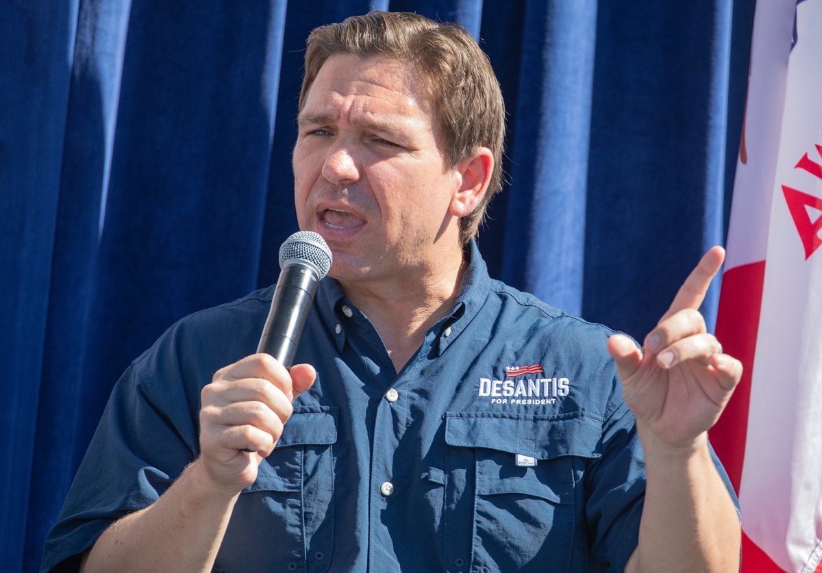 Florida home insurance - Florida Republican Governor and presidential candidate Ron DeSantis greets supporters at the Iowa State Fair
