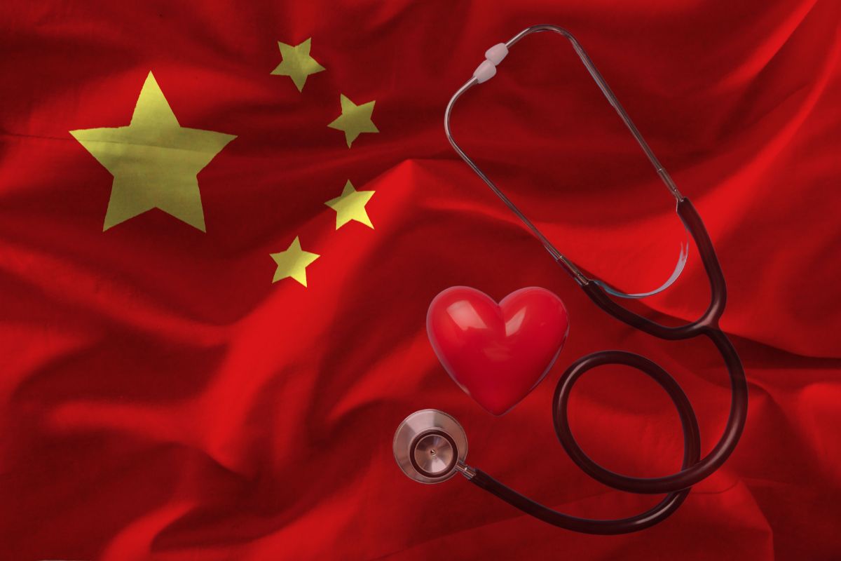 Health Insurance - Chinese Flag - Heart and stethoscope