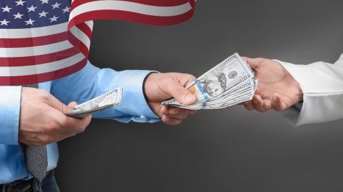 Insurance companies - American flag - person offering payment