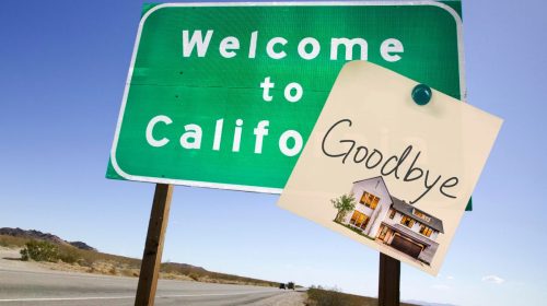Home Insurance - California Sign - Goodbye post it