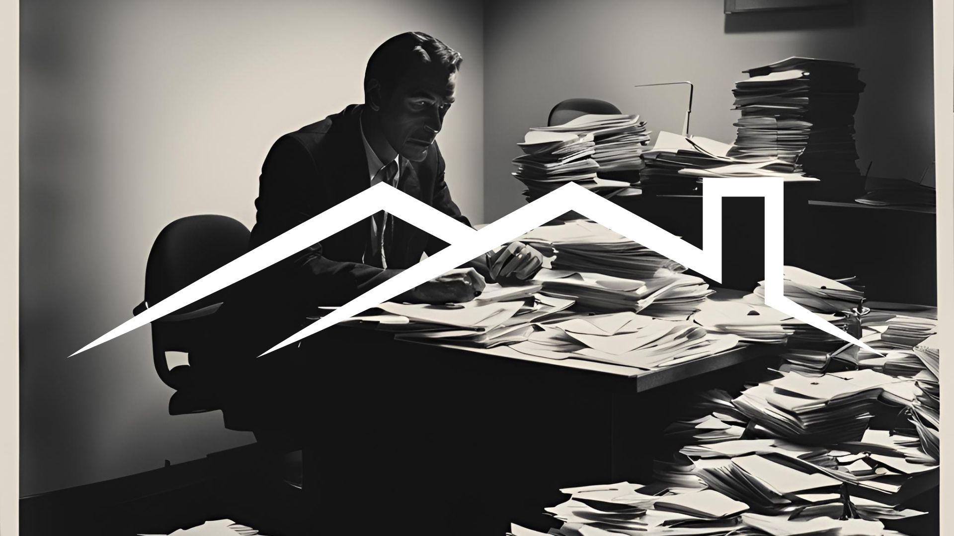 Man sitting on a pile of fraudulent claims