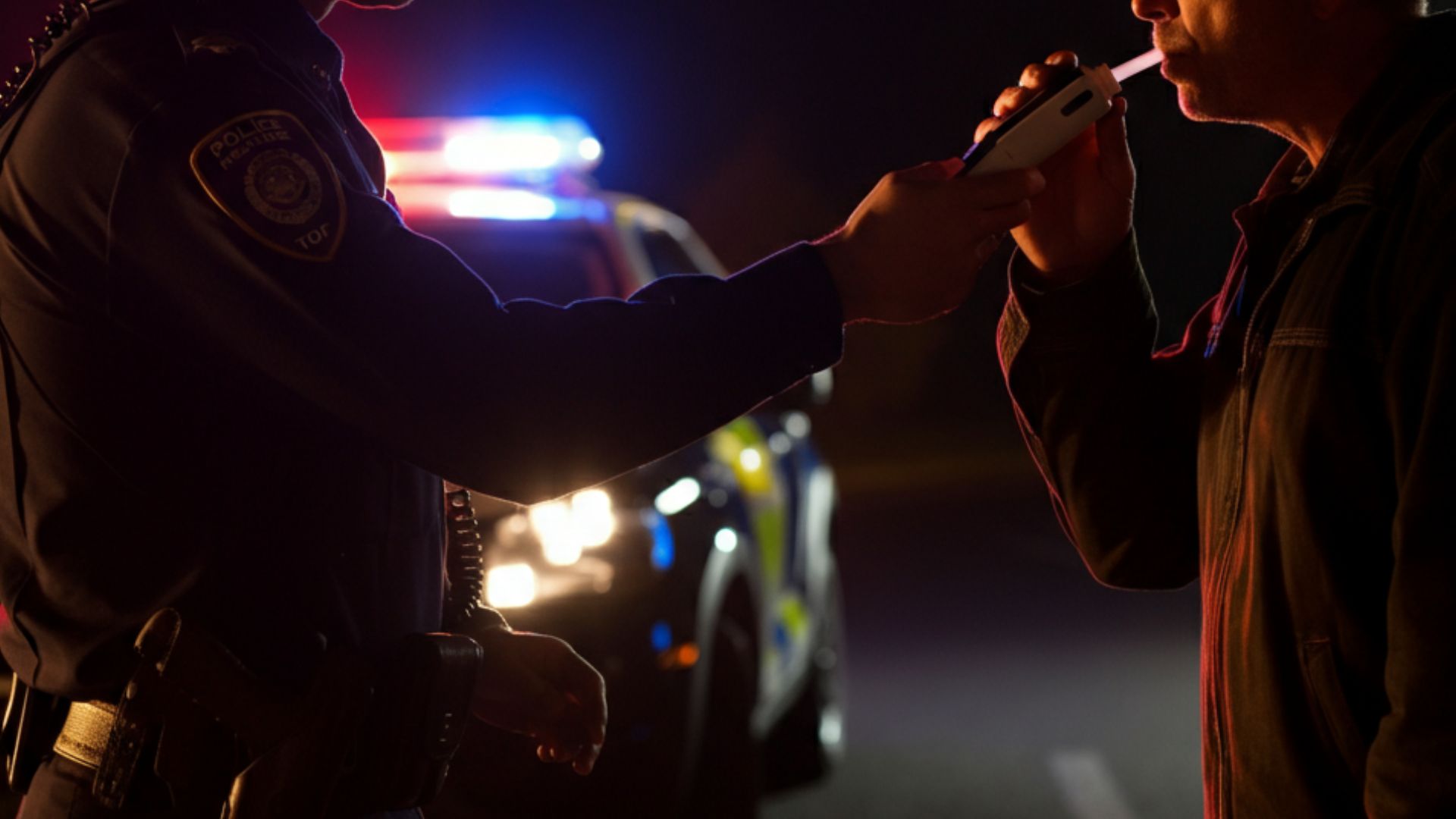 Officer checking for drunk driving