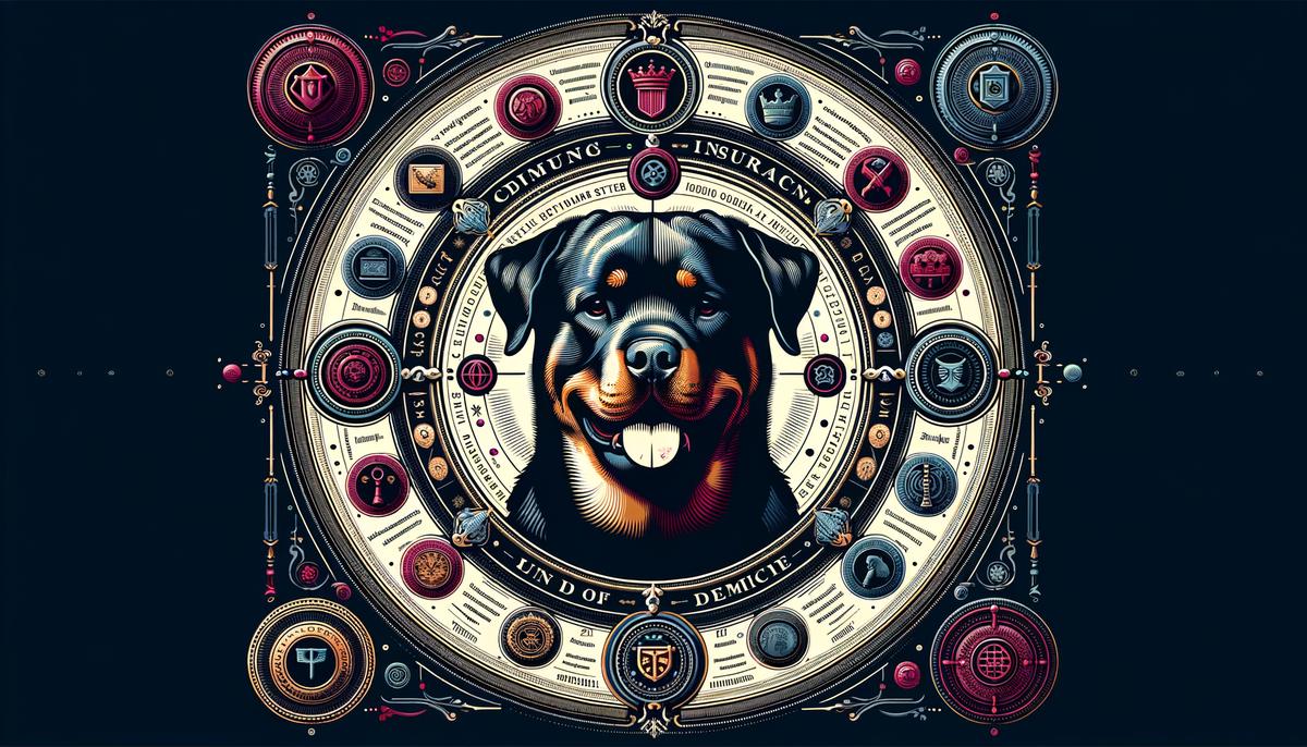 Image of a Rottweiler coat of arms in the shape of an insurance document.