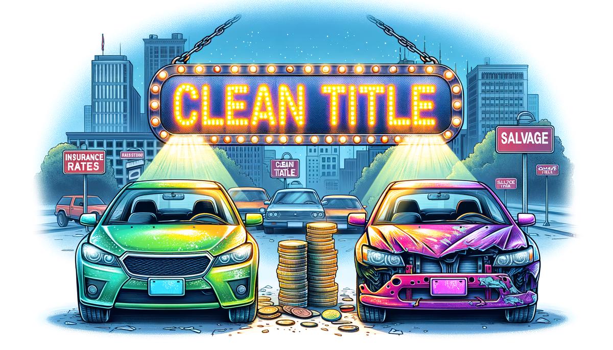Insuring Salvage Title Autos: Important Facts for Auto Owners 2 An image of two cars, one with a clean title and one with a salvage title, symbolizing the difference in insurance rates and resale value.