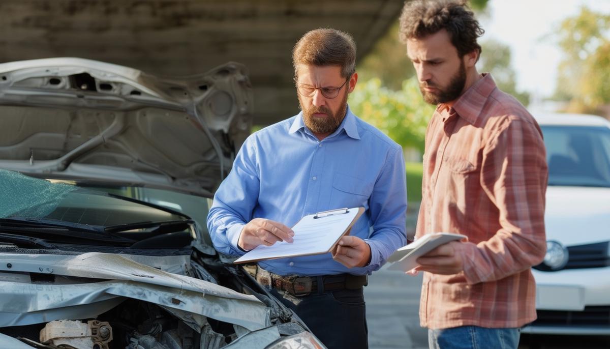claims adjuster examining car