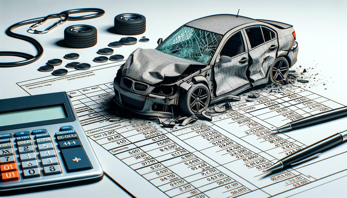 A damaged car with a salvage title, illustrating the topic of calculating claim payouts for salvage title vehicles